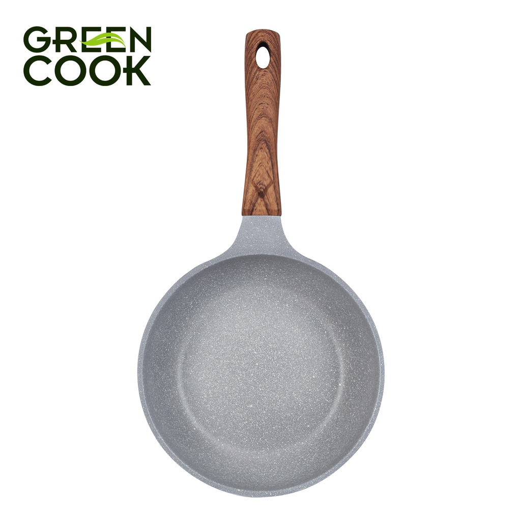 Chảo đúc đáy từ men đá xanh sapphire Green Cook GCP09 với 10 lớp chống dính an toàn cho sức khoẻ, công nghệ Hàn Quốc dùn