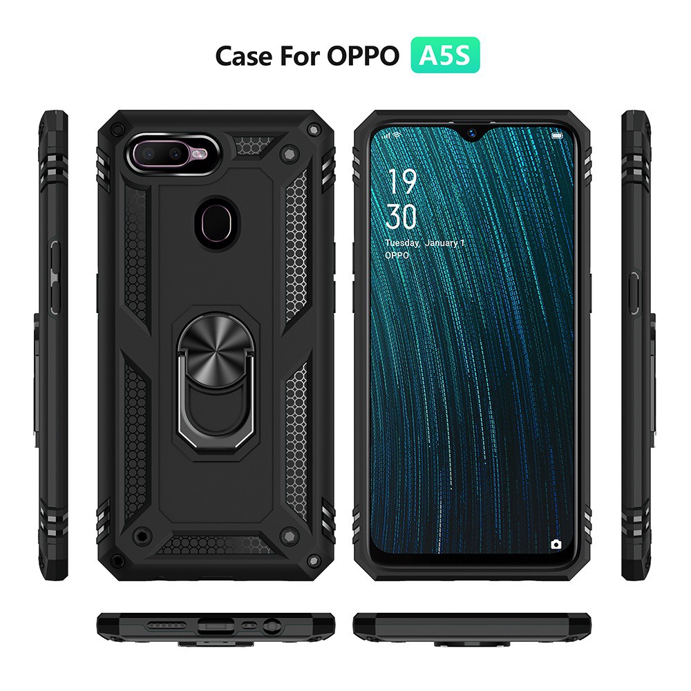 Ốp lưng Oppo A93 A5S A7 A12 A3S F11 Pro IRON MAN chống sốc 2 lớp kèm nhẫn iring