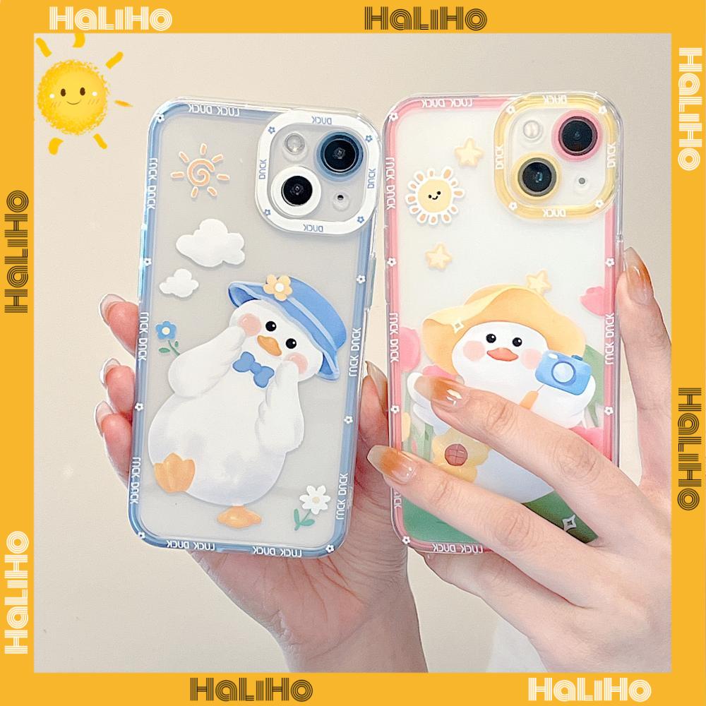 iPhone Case Silicone Soft Case Clear Case Square Edge Shockproof Protection Camera Cartoon Duck Cute Compatible For iPhone 11 iPhone 13 Pro Max iPhone 12 Pro Max iPhone 7 Plus xr