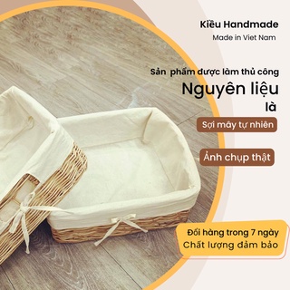 Rổ mây vuông đựng đồ decor - ảnh thật