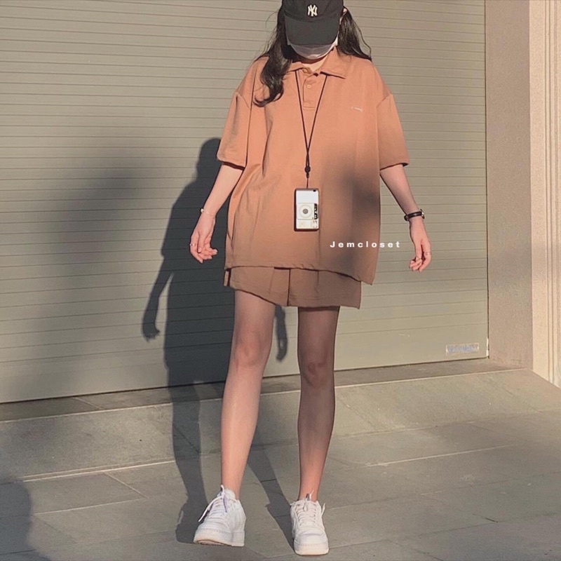 Set Bộ Áo Polo Mix Quần Trơn Unisex Dáng Rộng( ảnh thật 100% tự chụp ) | BigBuy360 - bigbuy360.vn