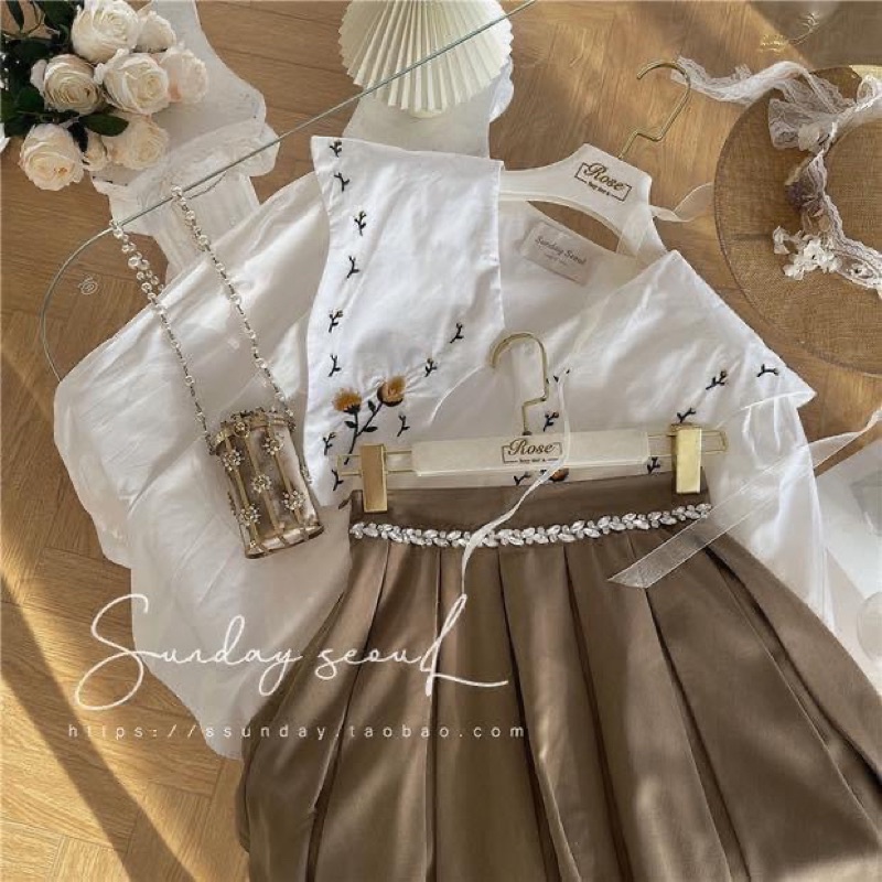 Áo sơ mi tiểu thư cổ thêu hoa RHstore | BigBuy360 - bigbuy360.vn