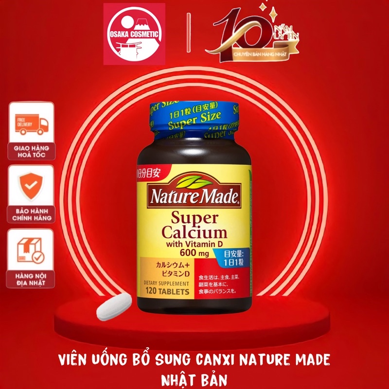 Viên bổ sung canxi 4 tháng nature made nhật (Japan)