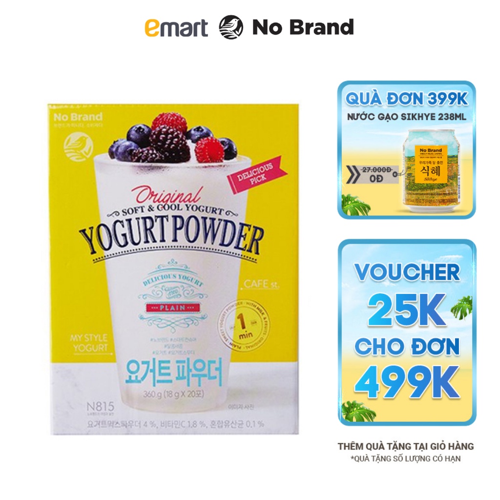 Bột Sữa Chua Yogurt Pha Sẵn No Brand Hộp 360g 20 Gói - Emart VN