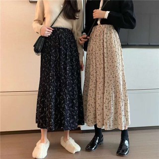 Chân váy voan hoa nhí xếp ly 959