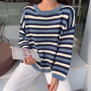 Áo len kẻ ngang nhỏ màu pha