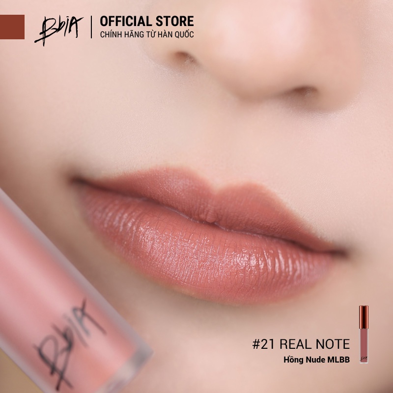 Son Kem Lì Bbia Last Velvet Lip Tint Version 5 - 21 Real Note (Màu Hồng Nude) 5g - Bbia Official Store