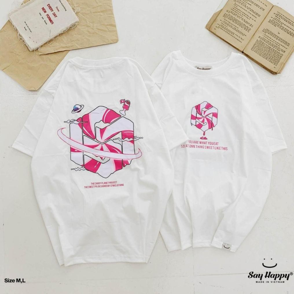 Áo thun nữ tay ngắn chất thun cotton 100% hình in Sweet Candy DBN228