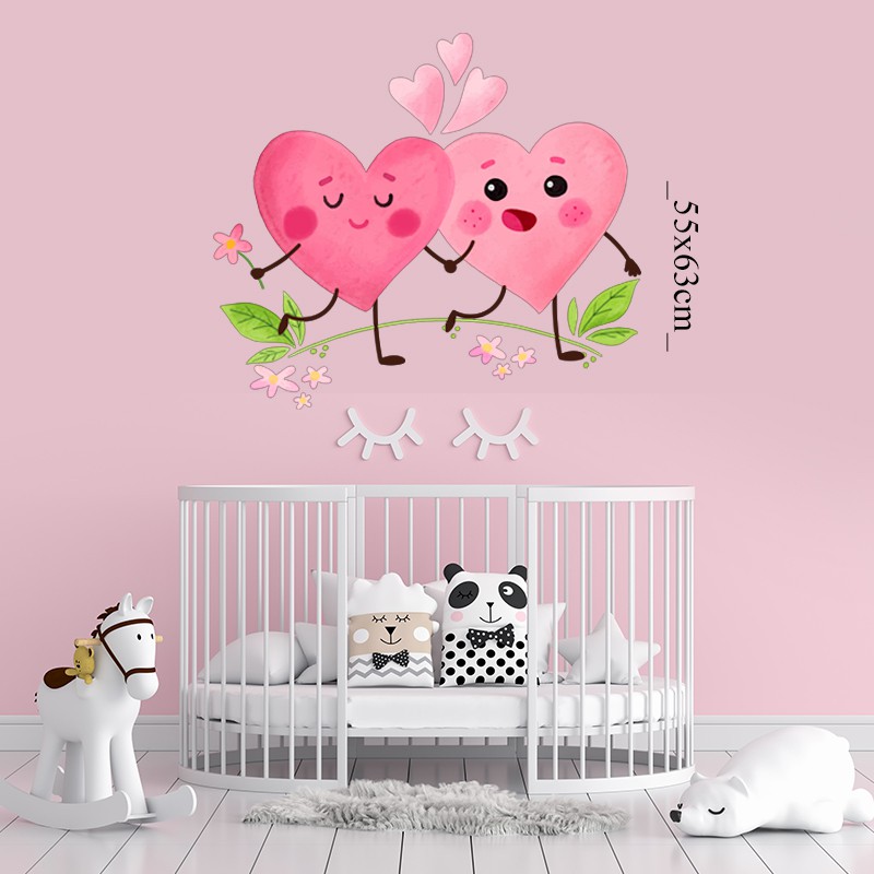 Hình Dán Trái Tim Hồng Dễ Thương | Decal Dán Tường Trang Trí Quán Cafe, Quán Nail, Phòng Spa, Dán Phòng Ngủ, Phòng Khách