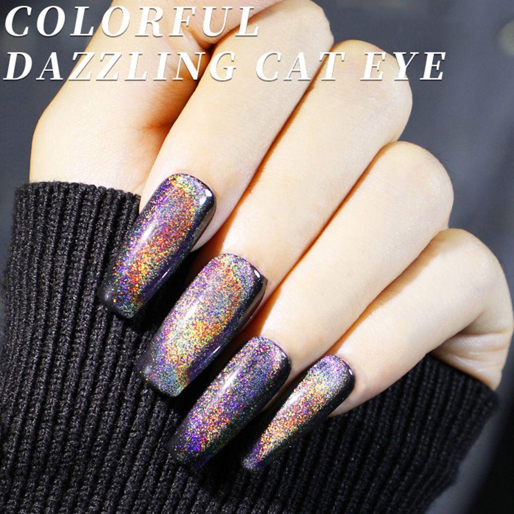XIANSTORE Winter Colorful Reflective Glitter UV Gel Magnetic Gel 15ml Rainbow Cat Eye Nail Gel Nail Polish Sparkling Auroras Soak Off Nail Art Holographic Glitter