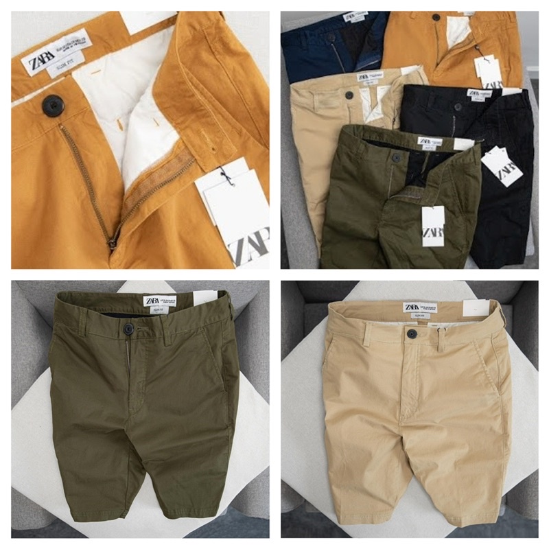 QN3 - Quần short nam ZARA, chất thô co giãn nhẹ, dáng slim fit