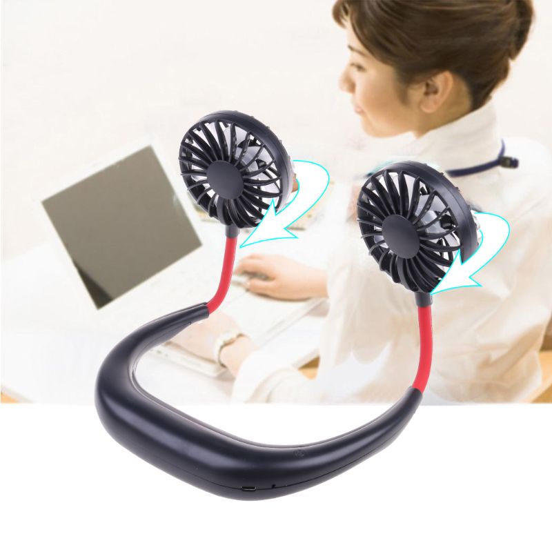 Quạt Đôi Rảnh Tay 3 Tốc Độ Tùy Chỉnh Nhỏ Gọn Tiện Dụng Cho Học Sinh