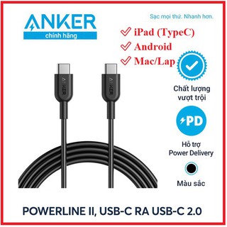 Cáp sạc nhanh Anker USB-C ra USB-C 2.0 Powerline II - Hỗ trợ dòng lên đến 100W (Mới 100% KHÔNG HỘP)