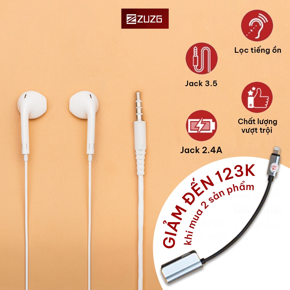 Tai nghe có dây E01 kèm jack chuyển đổi YL6I - Chính hãng ZUZG