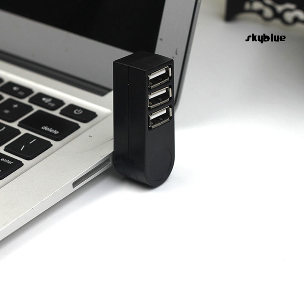 [SK]Mini 3 Port USB 2.0 Rotating Splitter Adapter Hub for PC Laptop Notebook Mac