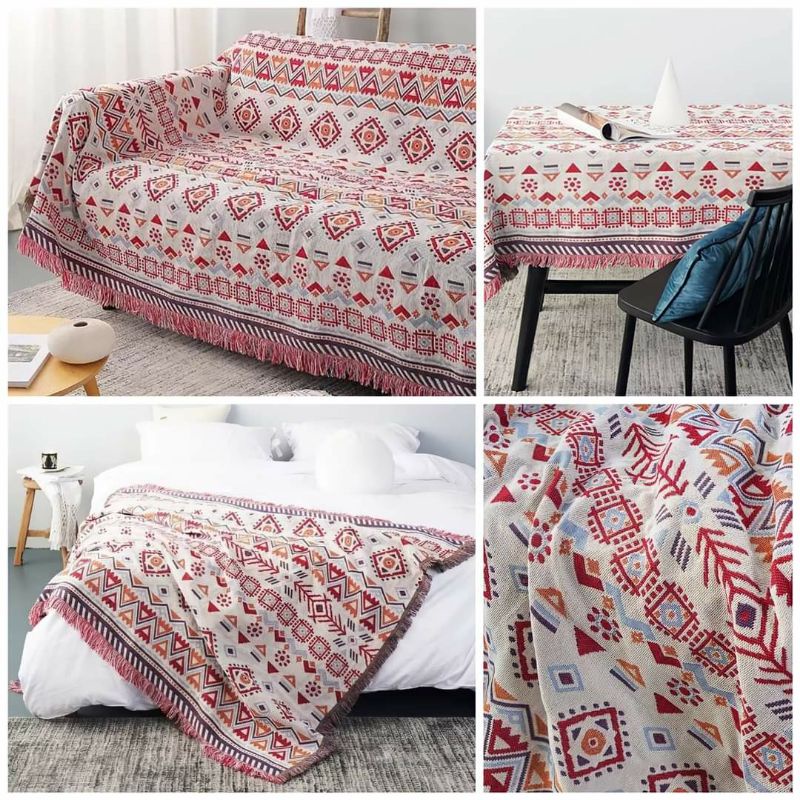 Thảm thổ cẩm trải sàn , Khăn phủ sofa , chăn đắp thư giãn , dercor