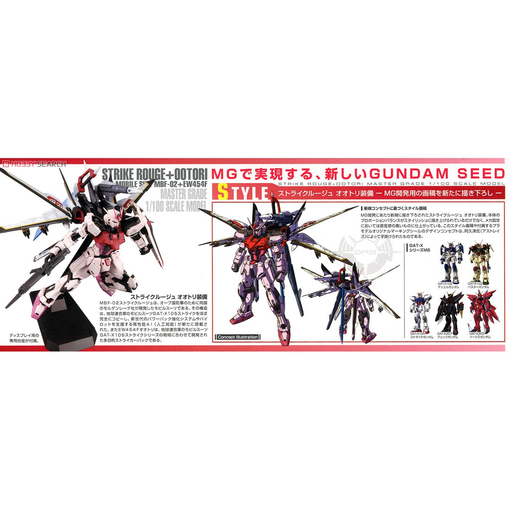 Mô Hình Lắp Ráp Gundam MG 1/100 Strike Rouge Ootori (tặng kèm base)