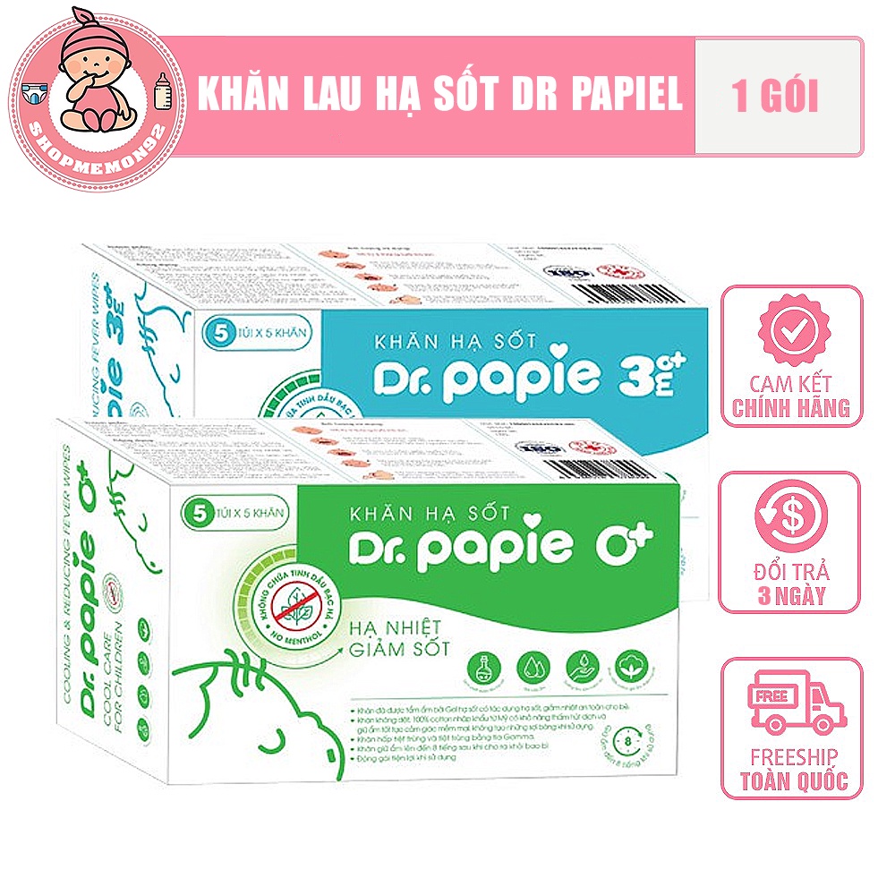 [CHÍNH HÃNG] KHĂN LAU HẠ SỐT DR PAPIEl 25 Tờ