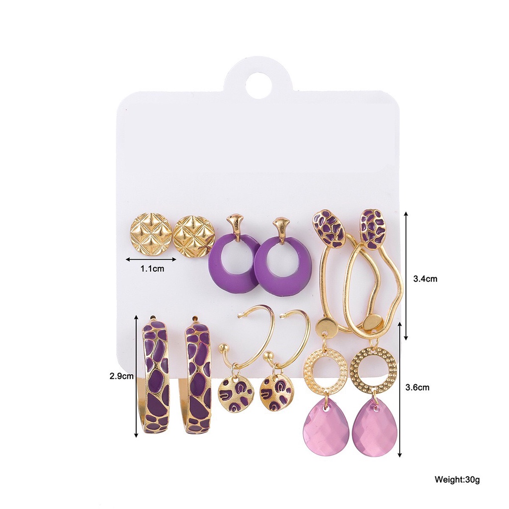 [Set 6 Đôi] Bông Tai Nữ Cao Cấp ERASHOP 076712 - Phối Màu Tươi Tắn, Độc Đáo, Vintage, Siêu Rẻ Đẹp