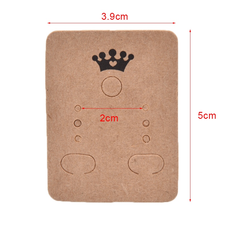 [New Stock] 100Pcs Paper Crown Ear Stud Card Tag Jewelry Display Earring Kraft Cards Label