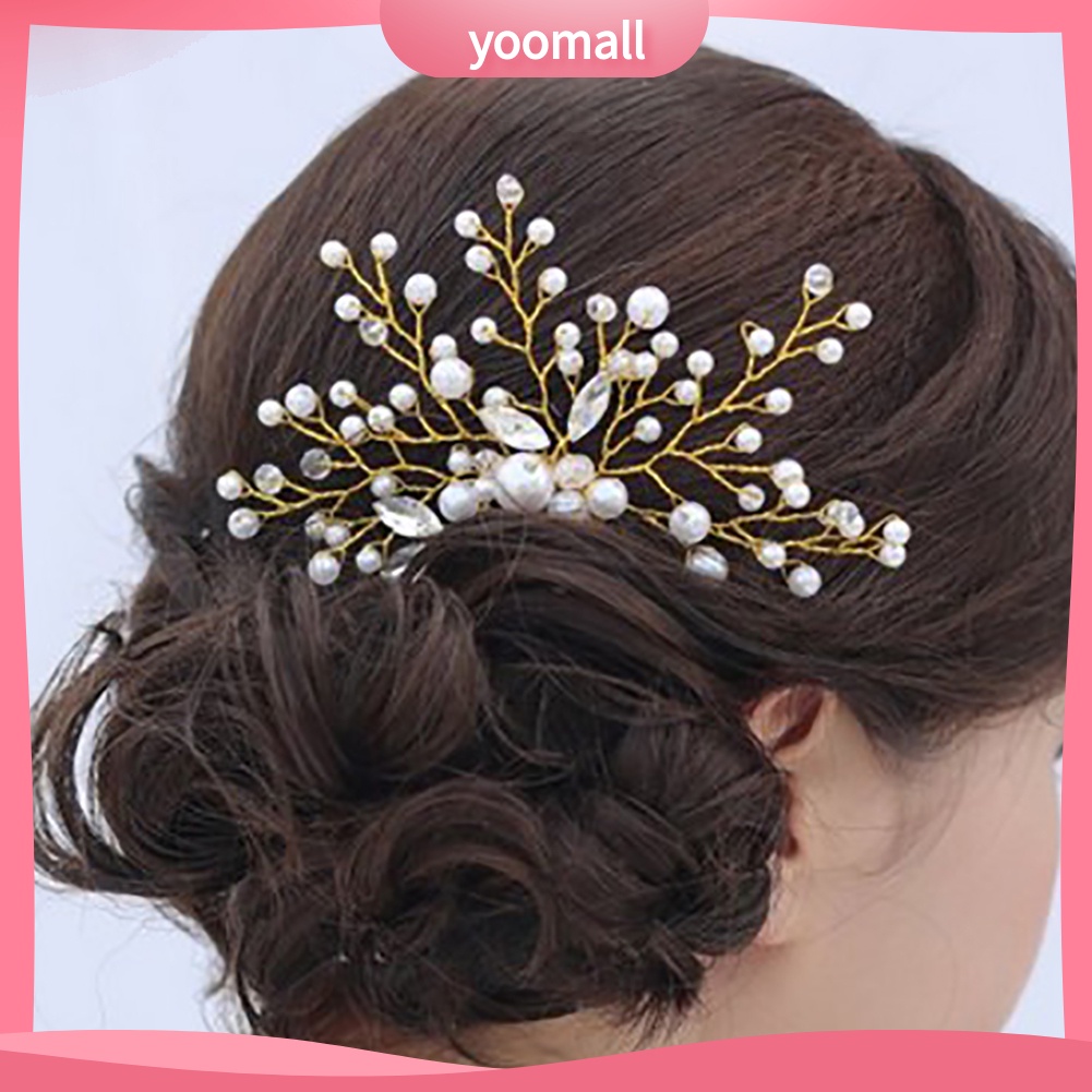 Lược cài tóc trang trí ngọc trai giả thanh lịch sang trọng