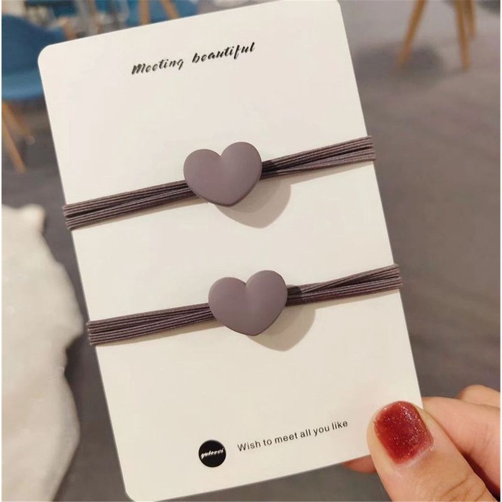 Dây Cột Tóc Co Giãn Hình Trái Tim Xinh Xắn Nhiều Màu Sắc Cho Nữ