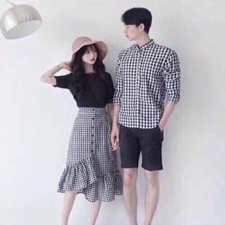  Chân váy caro đuôi cá 