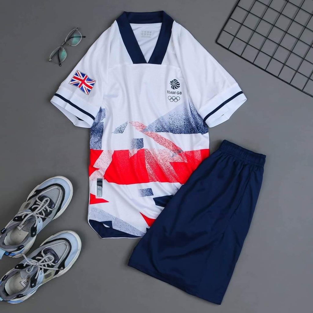 Áo Bóng Đá Đội Tuyển  OLYMPIC Vương Quốc Anh-Trắng - Chất Polyeste - Hàng Thái Lan-Chuẩn Thi Đấu Quốc Tế