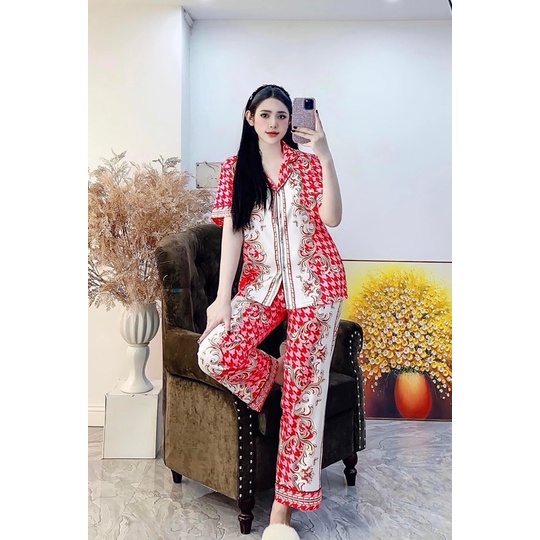 PYJAMA CỘC DÀI HOẠ TIẾT XƯỢC 035 -1 CAO CẤP