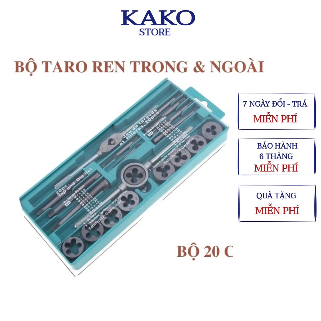 Bộ tay quay taro tạo ren trong và ngoài 20 chi tiết M3-M12