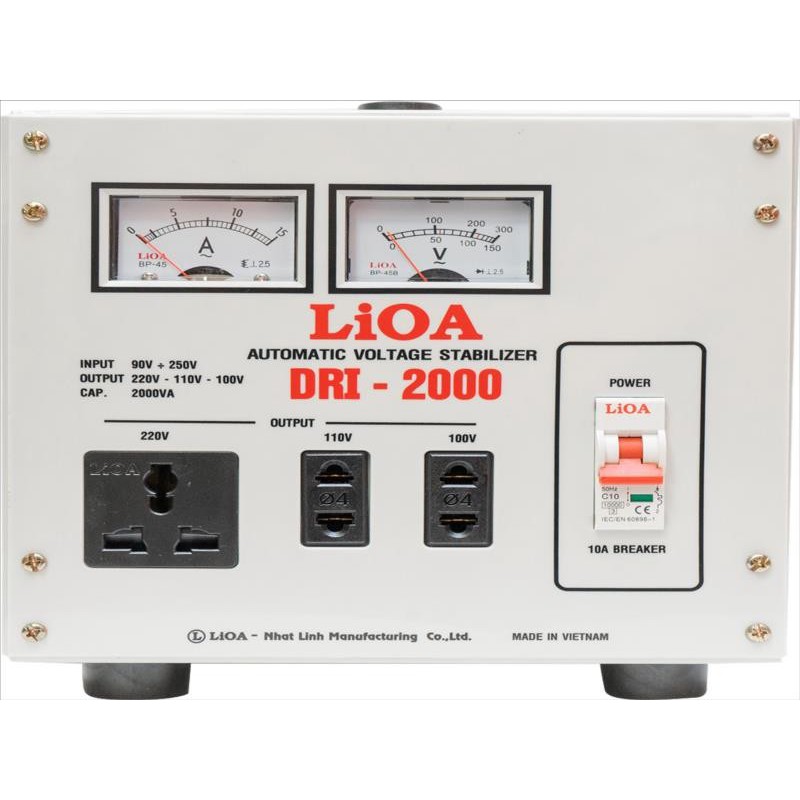 Ổn áp 1 pha LIOA DRI-2000 II 2.0kVA điện áp vào 90V - 250V ( Thế hệ mới 2018 )