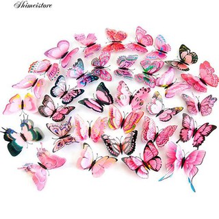 Set 12 Miếng Dán Tường Trang Trí Nội Thất Hình Bướm 3D Sáng Tạo