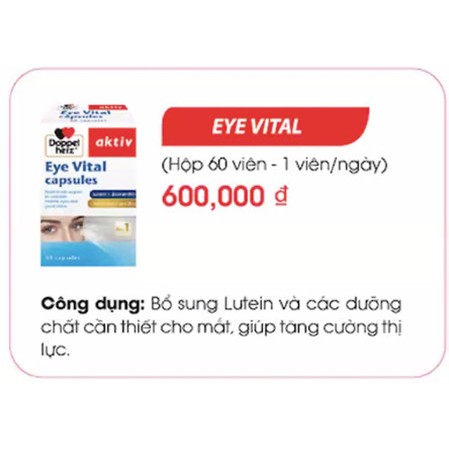 Viên uống tăng cường thị lực, chống mỏi mắt Doppelherz Aktiv Eye Vital Capsules