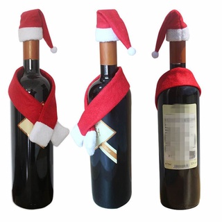 Khăn choàng / nón ông già noel mini trang trí chai rượu