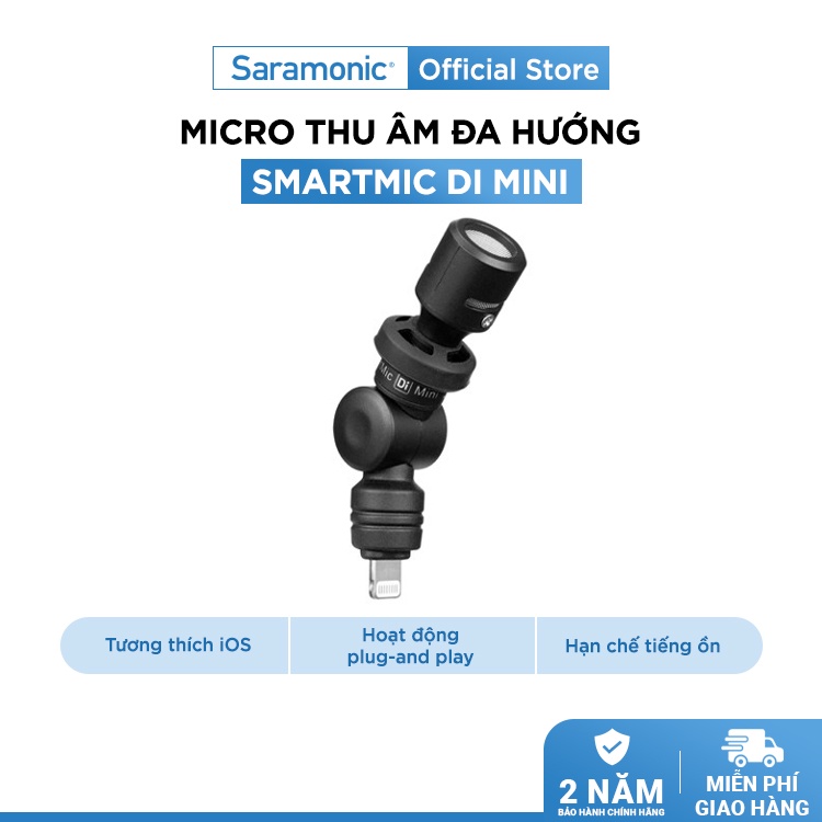 Micro thu âm đa hướng Saramonic SmartMic Di Mini - Kết nối trực tiếp vào điện thoại - Bảo hành 24 tháng chính hãng