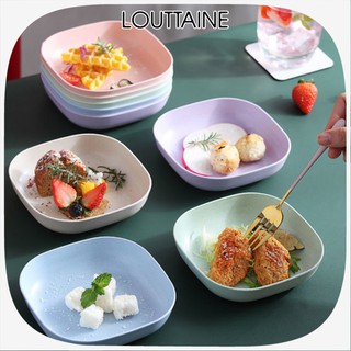 Set 8 đĩa lúa mạch sâu lòng màu Pastal siêu xinh, đĩa lúa mạch hình vuông đựng thức ăn hoa quả bánh kẹo đa năng