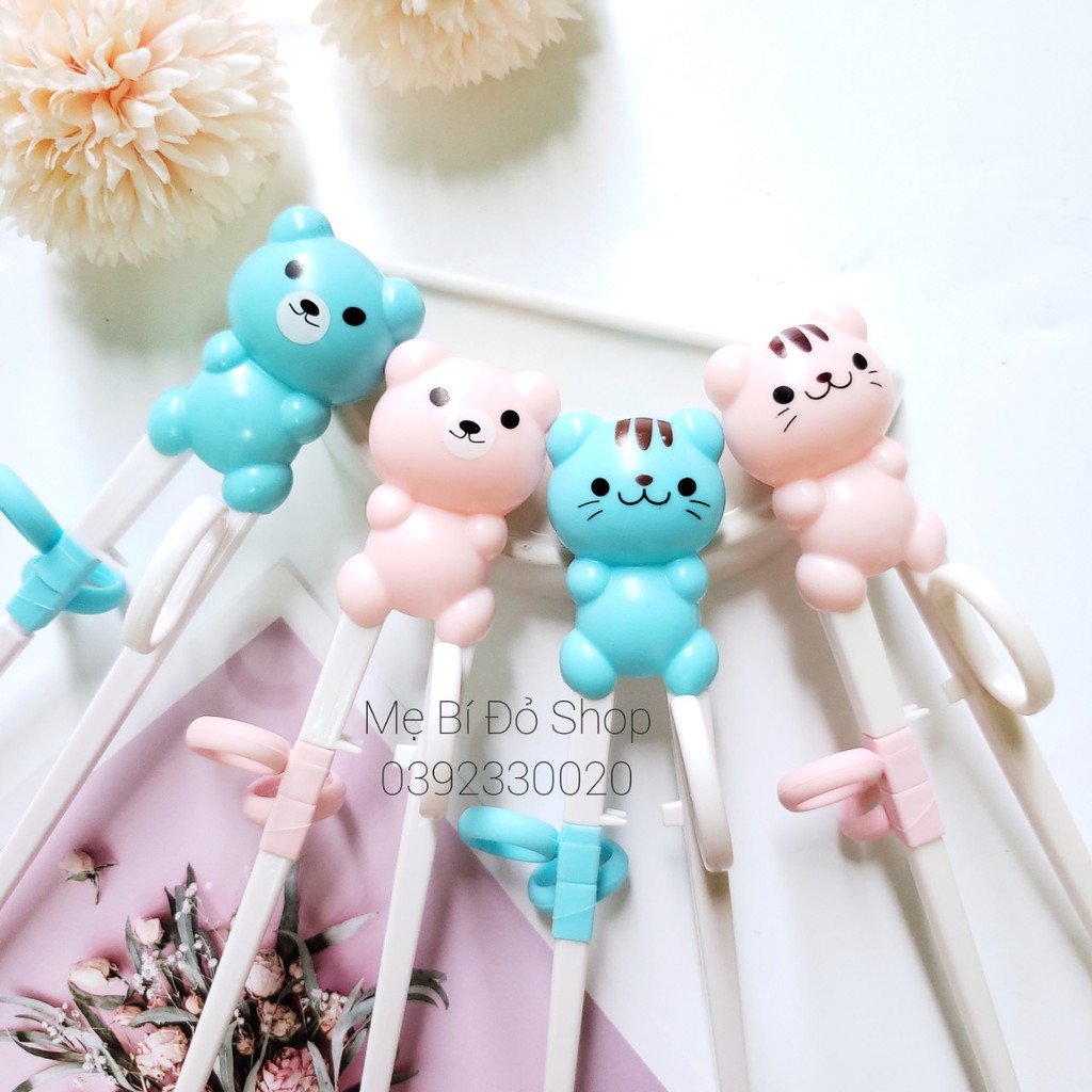 Đũa Tập Ăn Xỏ Ngón Cho Bé Tập Gắp Hình Gấu Mèo Dễ Thương AT20