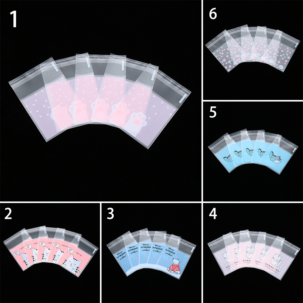 Set 95 Túi Nhựa Đựng Bánh Kẹo Tạo Hình Mèo Dễ Thương