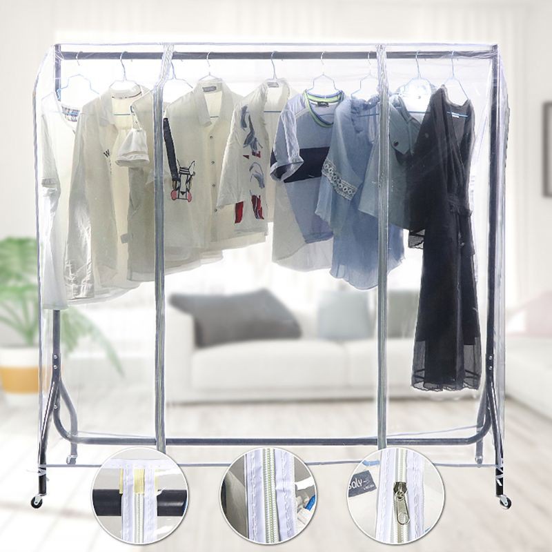 cc Clear Waterproof Dustproof Zip Clothes Rail Cover Clothing Rack Cover Protector Bag Hanging Garment Suit Coat Storage Display