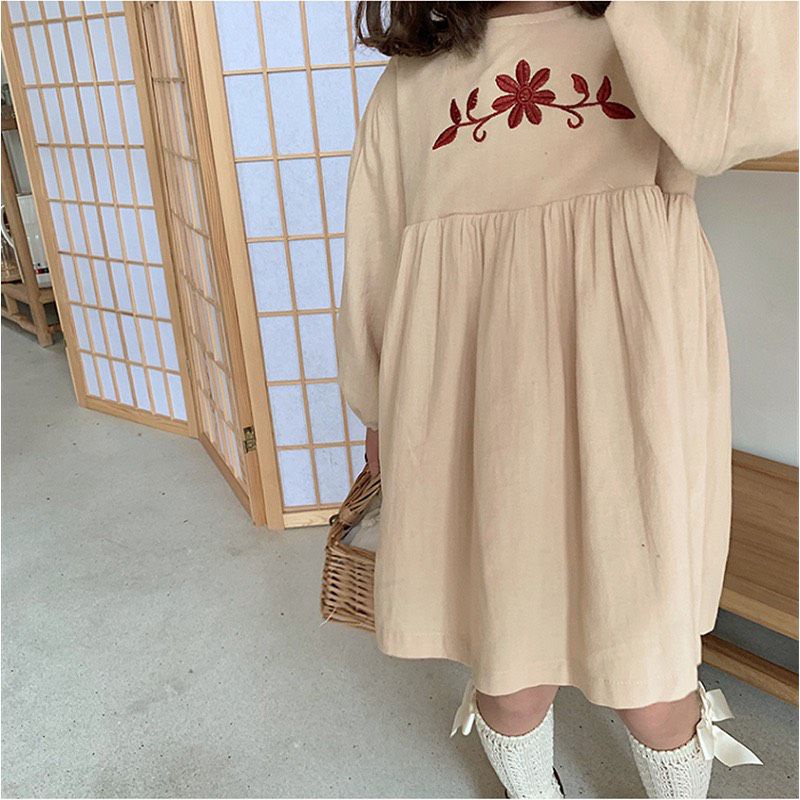 Váy babydoll thêu hoa cho bé gái