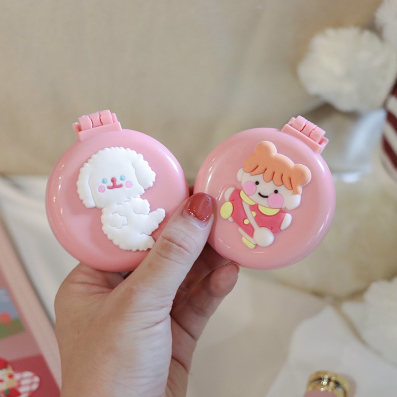 Gương Lược Cầm Tay Có Thể Gấp Gọn Nhiều Hình Sticker Đáng Yêu