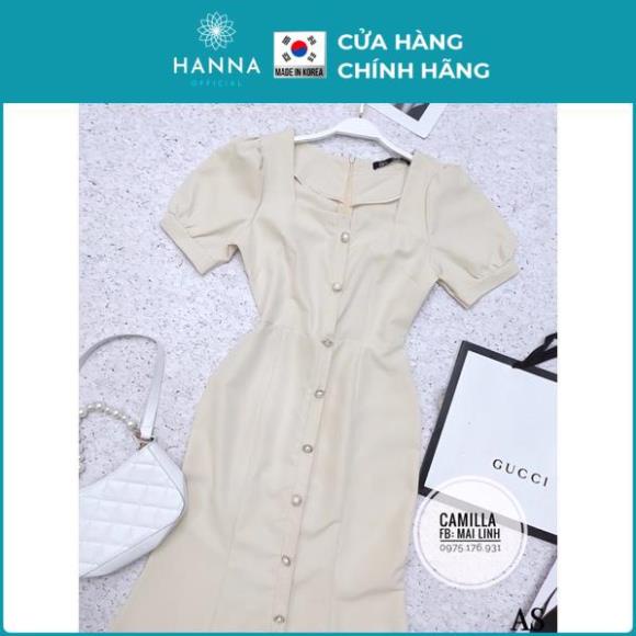 Đầm đuôi cá tay bồng đính cúc ngọc/Váy hàn quốc cúc ngọc đuôi cá - HANNA - Hannah Store | BigBuy360 - bigbuy360.vn