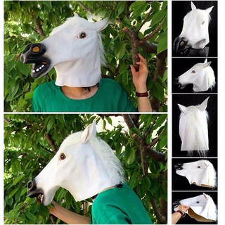 Mặt nạ bằng cao su latex hình quái vật cá/ đầu ngựa nhiều màu tùy chọn kiểu dáng sống động dùng hóa trang cho halloween