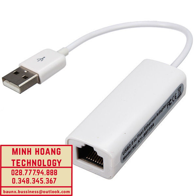 Dây cáp chuyển đổi USB sang cổng mạng Lan - USB To Lan (Trắng) cho Laptop, Apple MacBook Air Laptop PC