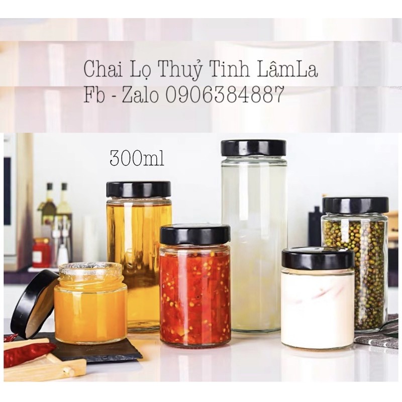 Hàng Mới Về | Hũ Thuỷ Tinh Tròn Suông Cao Nắp Thiếc Dày 300ml | Thực Phẩm , Gia Vị , Mật Ong | BigBuy360 - bigbuy360.vn