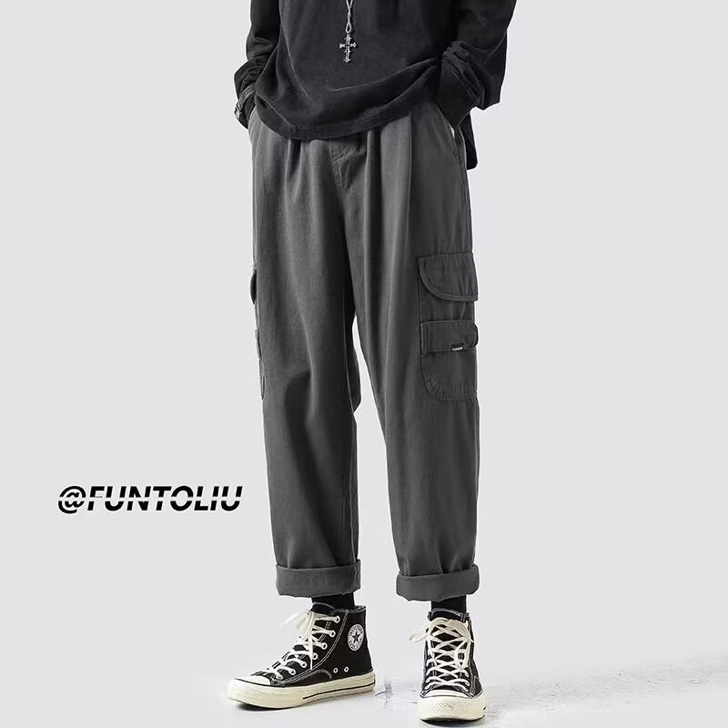 Quần Dài Nhiều Túi Phong Cách Hip Hop Đường Phố Hàn Quốc Cỡ Lớn M-3XL Cho Nam