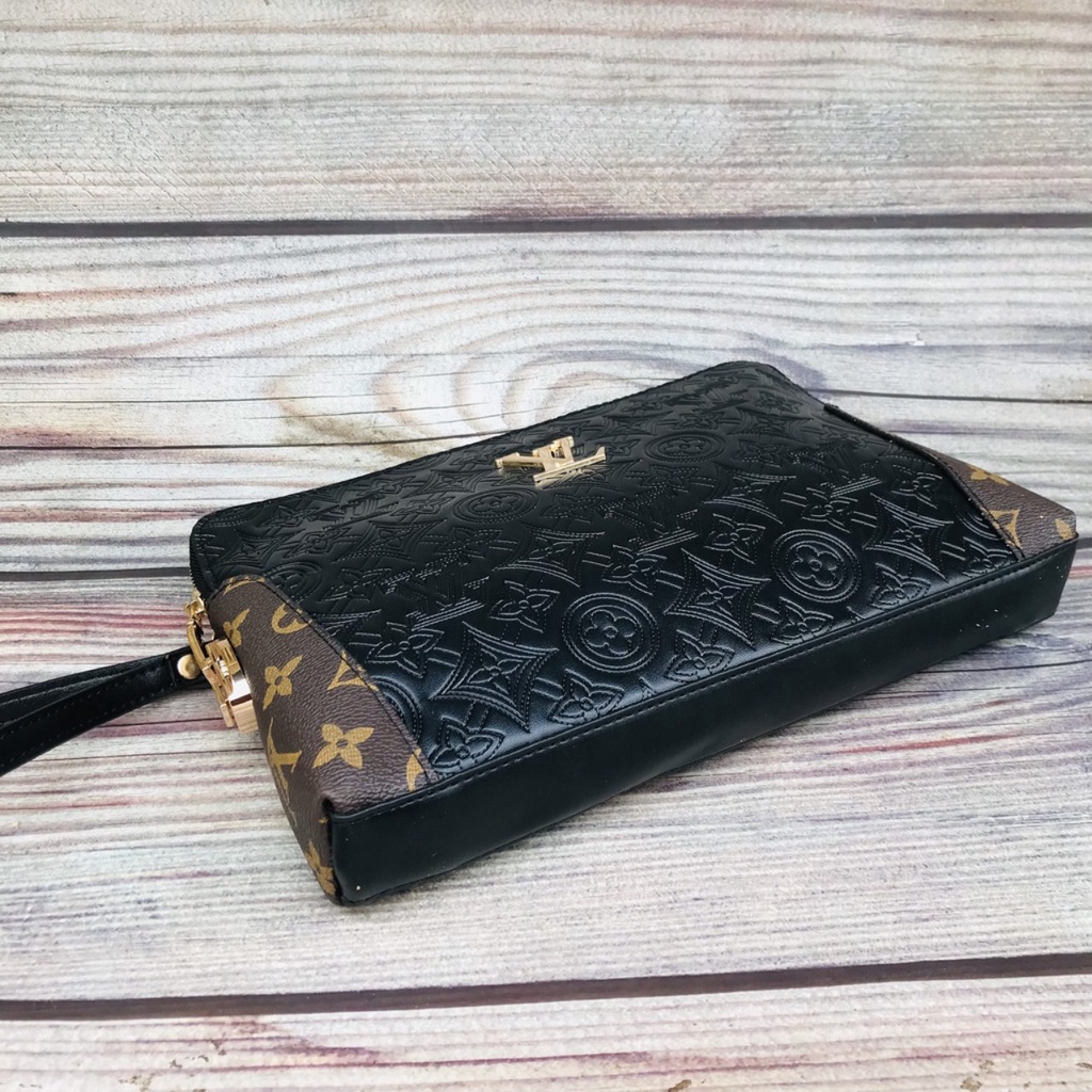 Ví da thời trang kẹp nách cầm tay LV khóa số bảo mật cao cấp clutch Yume sang chảnh fullbox L.V500