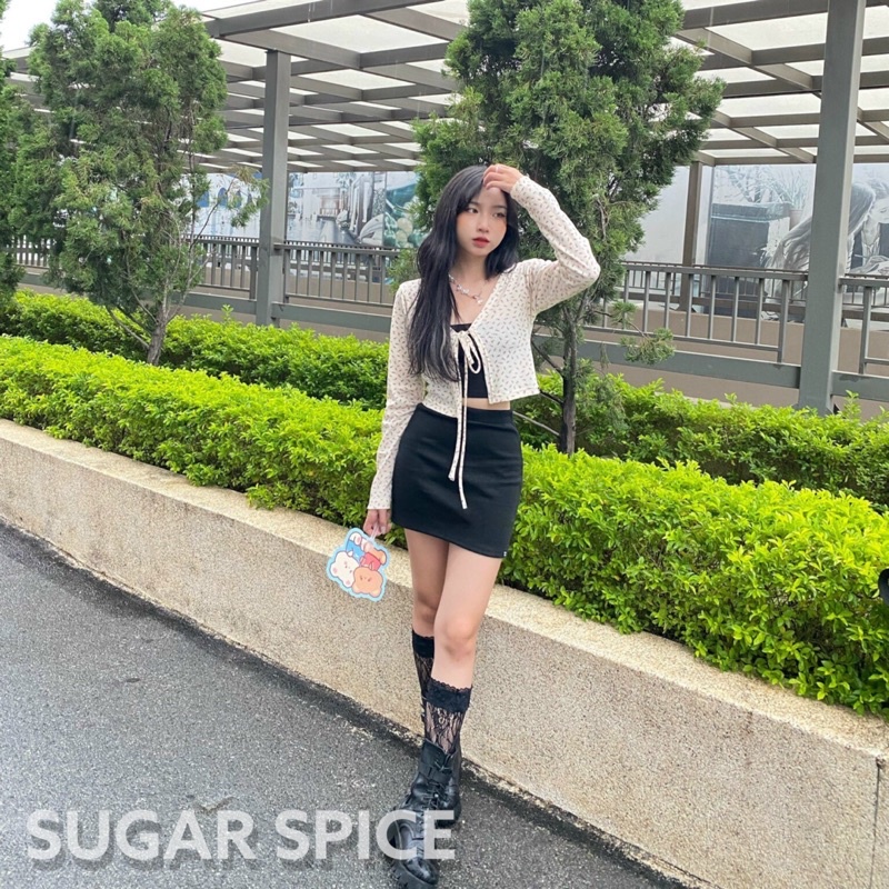 Áo Cardigan Tay Dài Cột Nơ Hoạ Tiết Hoa Nhí (CHỈ ÁO NGOÀI) SUGARSPICE - Candy Cardi