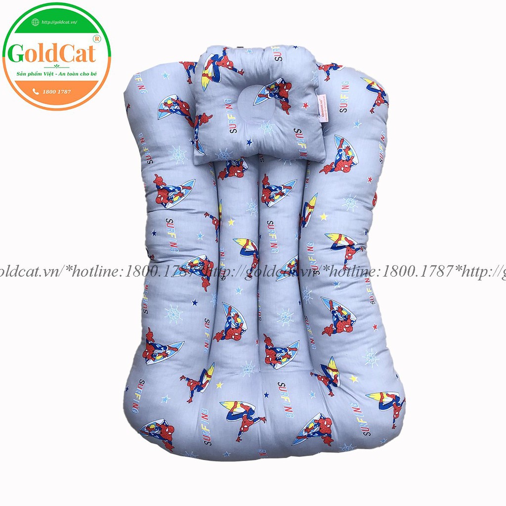 Đệm Ngủ Thông Minh GOLDCAT Chất Liệu Cotton Lụa Mềm Mịn, Thoáng Mát Giúp Massage Cho Bé