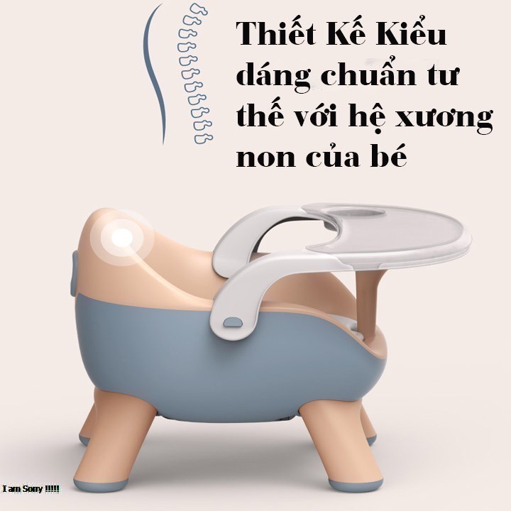 Ghế Ăn Dặm Mẫu Nhỏ Gọn Thấp Kiêm Ghế Ngồi Chơi Chơ Bé Có Còi BÍp